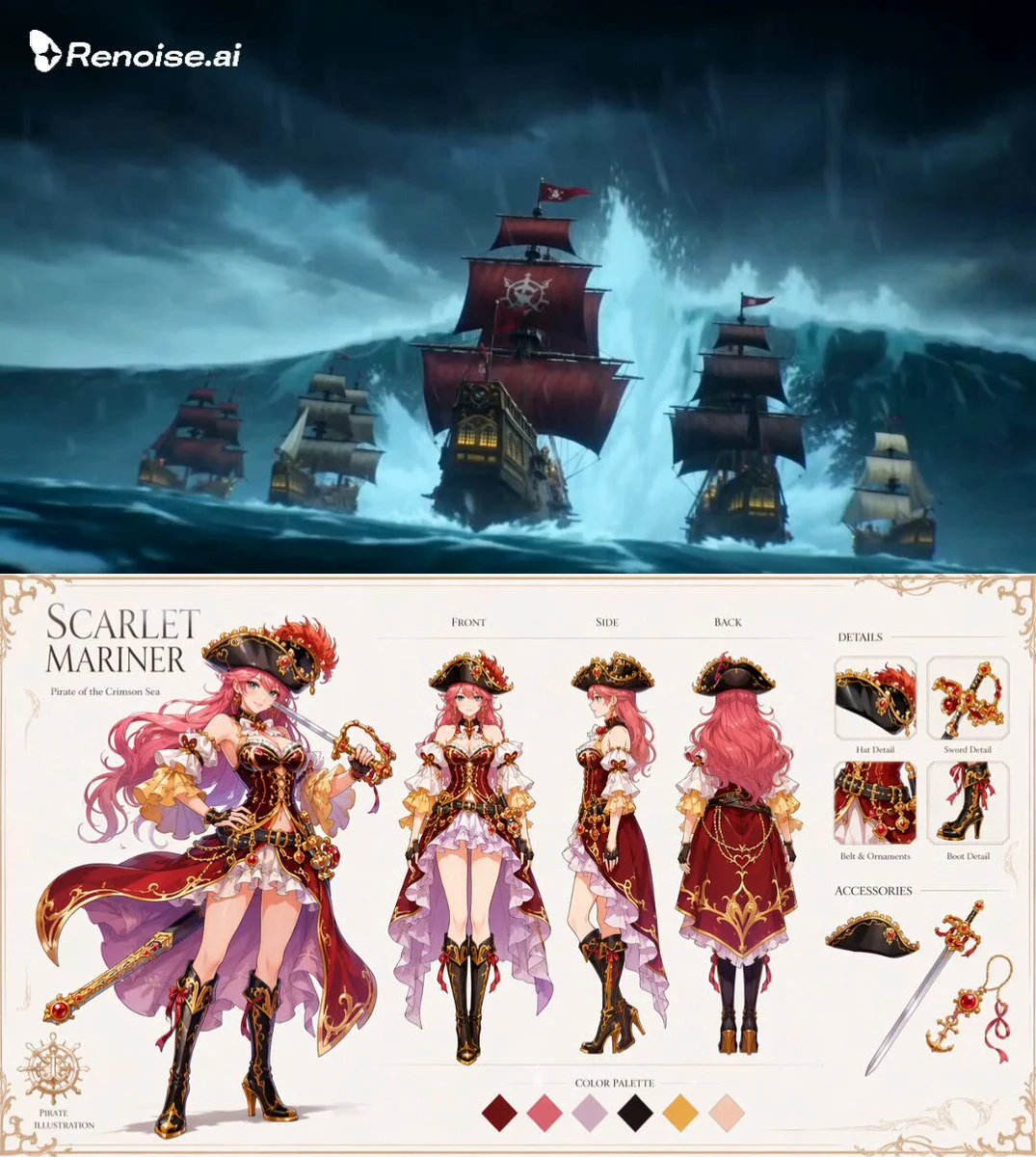 Fantasy character design sheet animation