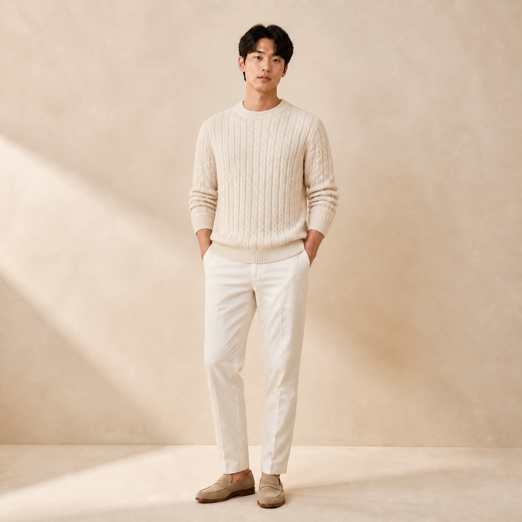 An original outfit beside a restyled look.