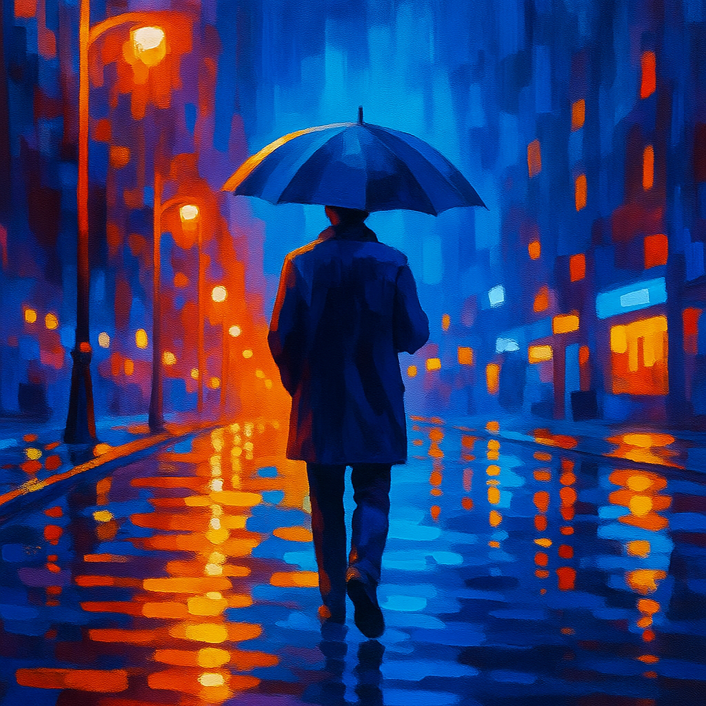 A photo beside its acrylic-painting interpretation.