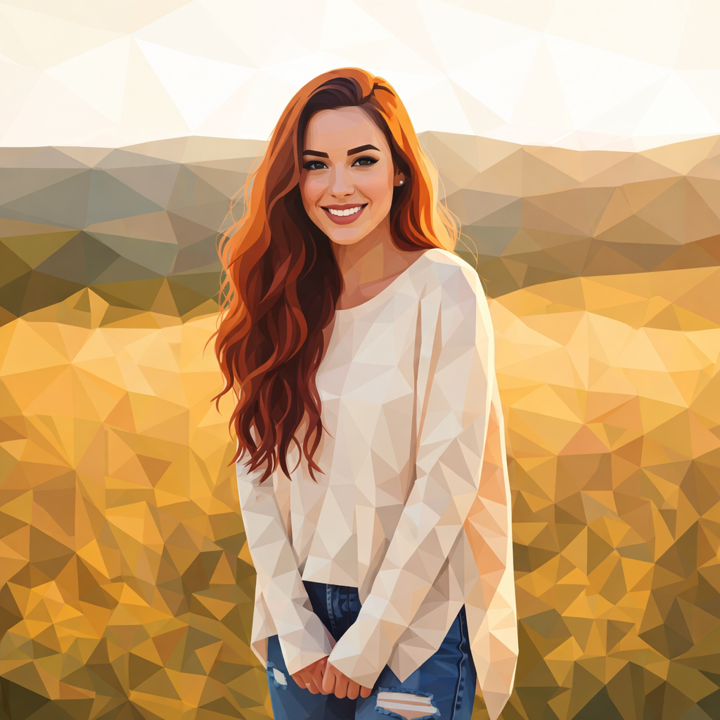 A photo beside its low-poly interpretation.