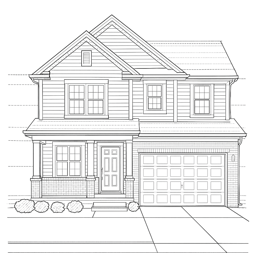 A photo beside its technical-drawing interpretation.